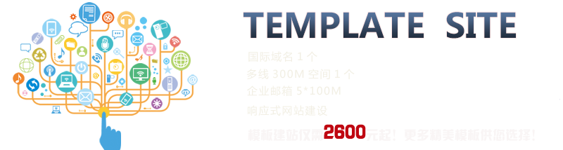 TEMPLATE SITE;國際域名1個、多線300M空間1個、企業郵箱5*100M、響應式網站建設、模板建站僅需2600元起！更多精美模板供您選擇！